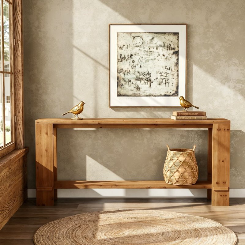 Console en bois massif pour canapé-lit, canapé de ferme à 2 niveaux, table d'entrée étroite pour le salon et le couloir