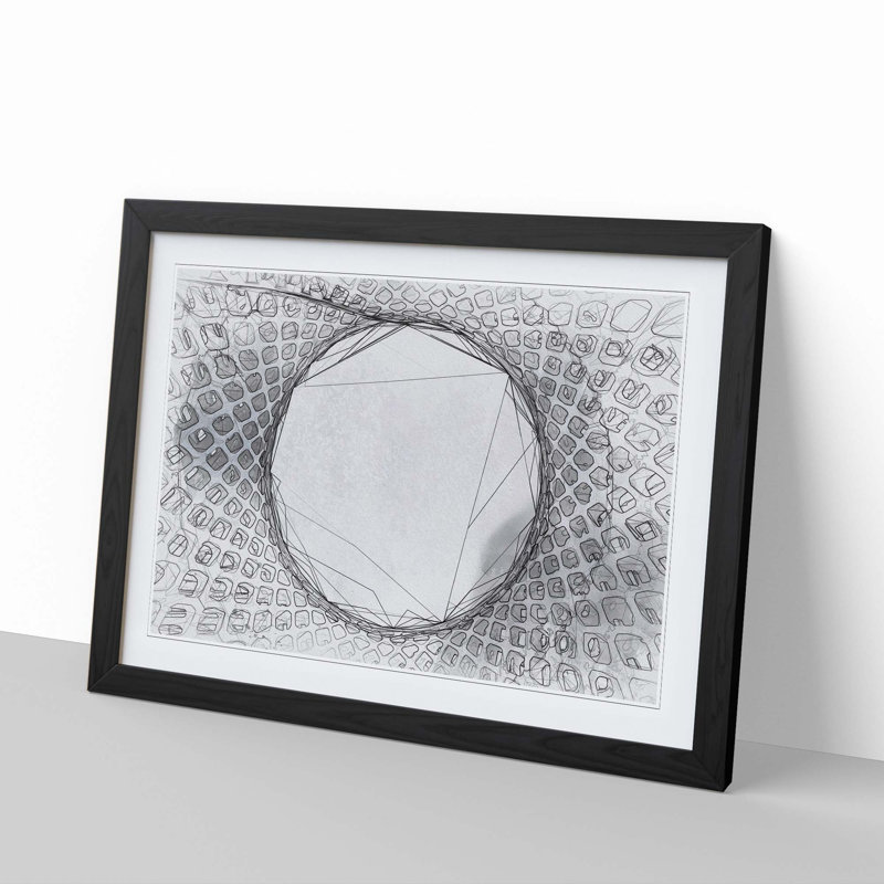 Architecture Sketch Vol.2 in Abstract - Picture Frame Drawing Print, 27cm H x 36cm W x 2cm D, Black Framed