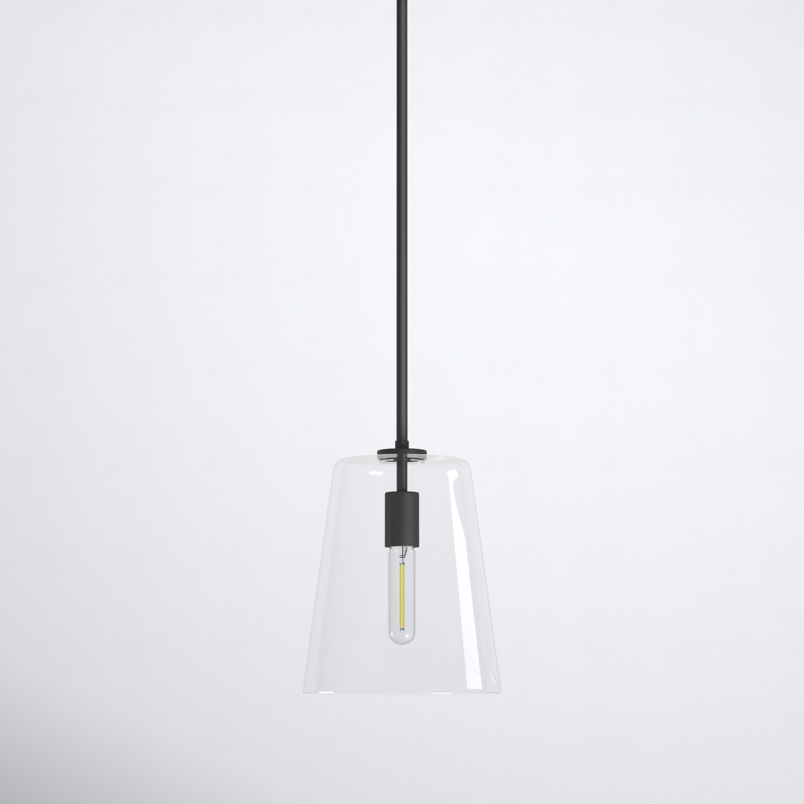 Selena Single Light Glass Dimmable Pendant, 11.38" H x 9" W x 9" D, Black