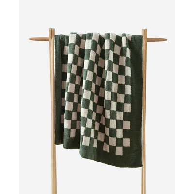 Checkerboard Knitted Throw Blanket
