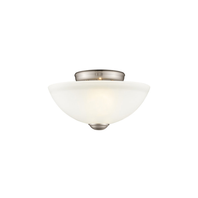 Plafonnier semi-encastré 2 lumières Annete, Nickel brossé, 11 po