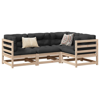 Ophelia & Co. 4 Piece Patio Sofa Set Solid Wood Pine by Ophelia & Co.