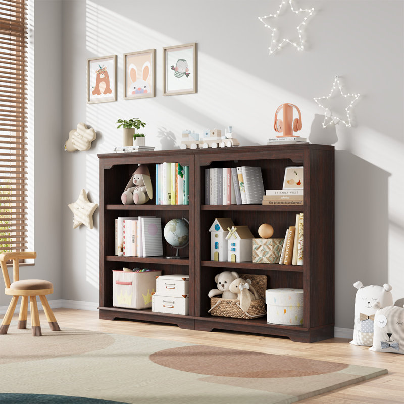 Luper 42.1" H x 31.5" W Standard Bookcase with 3-Tiers Shelf, Cherry, (3 Shelves) 42.1"H x 31.5"W x 11"D