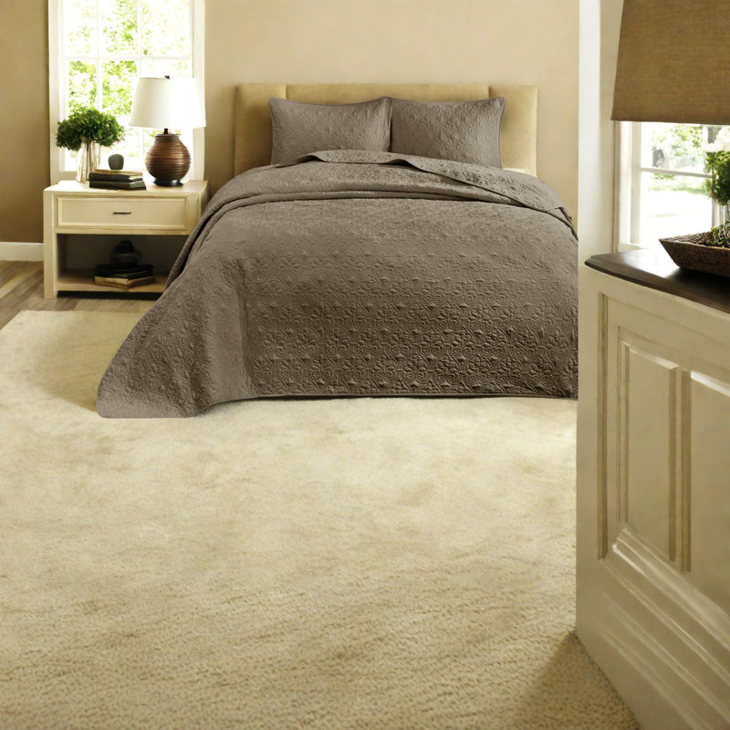 Ensemble de literie réversible pour grand lit en moka, style chalet confortable
