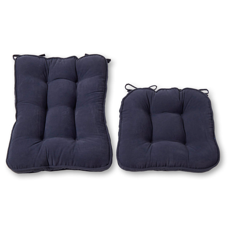 Reversible Microfiber Rocking Chair Cushion Set, 22" W x 17" D, Denim