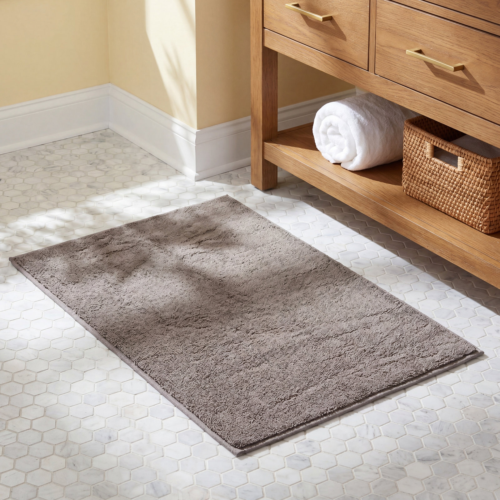 Lisbon Cotton Bath Mat, 24" W x 40" L, Graphite