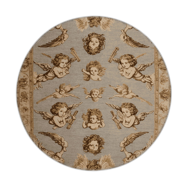Tapis d'intérieur et d'extérieur brun français, Rond 5 pi