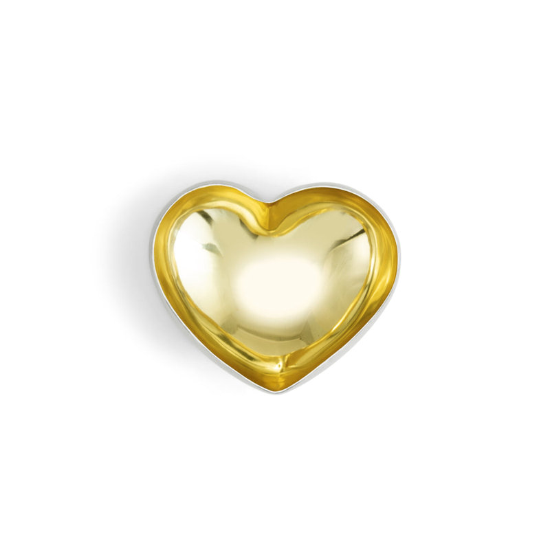 Heart Double Dish Silver/Gold, 1.75" H x 4.25" W x 4.25" D