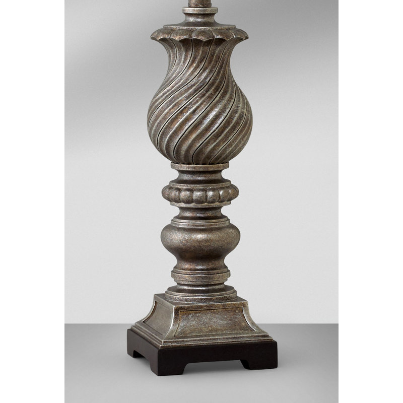 Mulinello 30 in. Aged Silver with Black Table Lamp