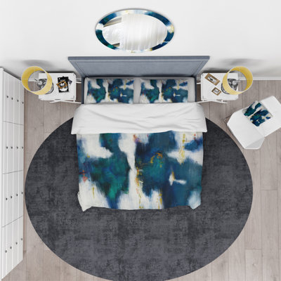 Blue Glam Texture I - Contemporary Duvet Cover Set - Microfiber Polyester