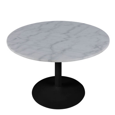 Baskas Round Marble Top Metal Base Dining Table