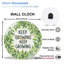 Horloge murale Keep Growing, feuilles vertes, motif décoratif 12 po