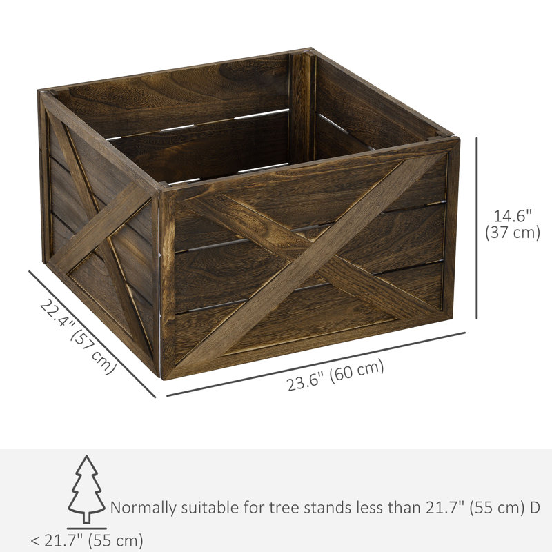 Boîte pour collier de sapin de Noël 24 po, Bois foncé patiné