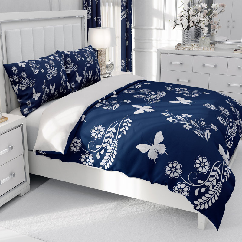 Floral Duvet Cover, King Duvet Cover + 2 King Shams