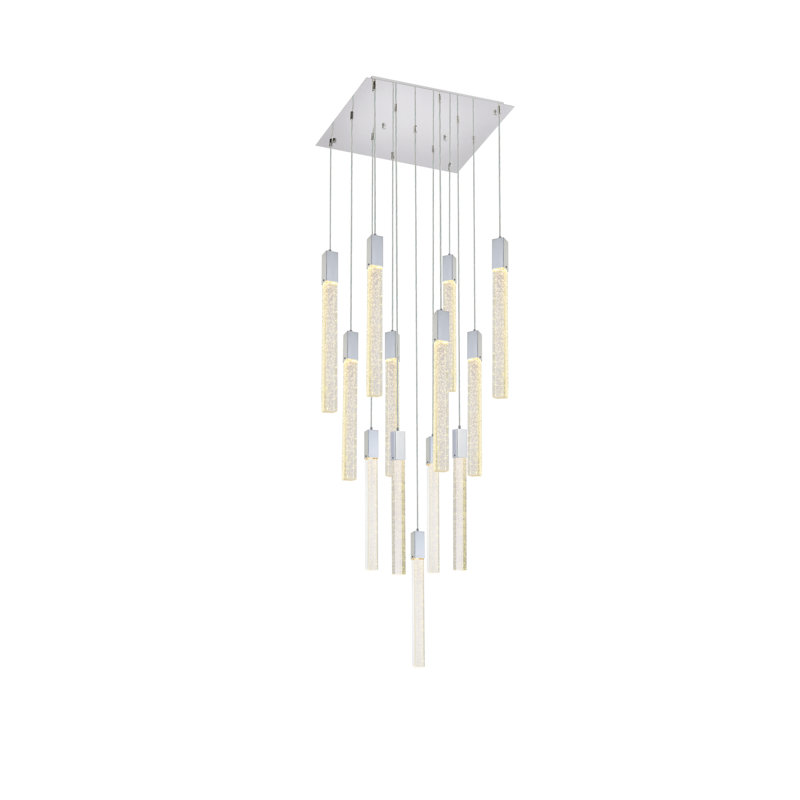 Luminaire suspendu rectangulaire à 13 lumières Aliha, Chrome
