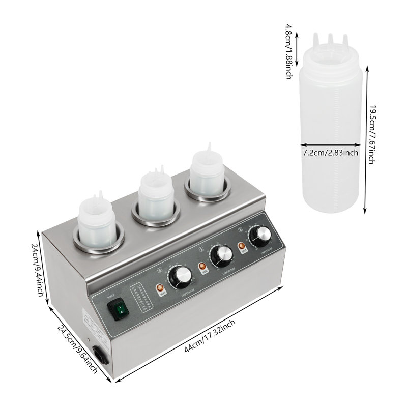 Réchaud électrique à sauces pour distributeur de fromage électrique avec 3 bouteilles