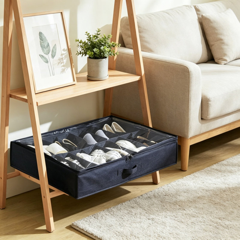 Rangement à chaussures pliable en PVC non tissé, 1 pièce, 32 compartiments, à glisser sous le lit.