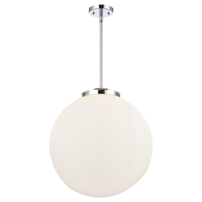 Luminaire suspendu sphère 3 lumières DEL Beacon, Chrome poli, H 19 po x l 18 po x P 18 po, Blanc mat