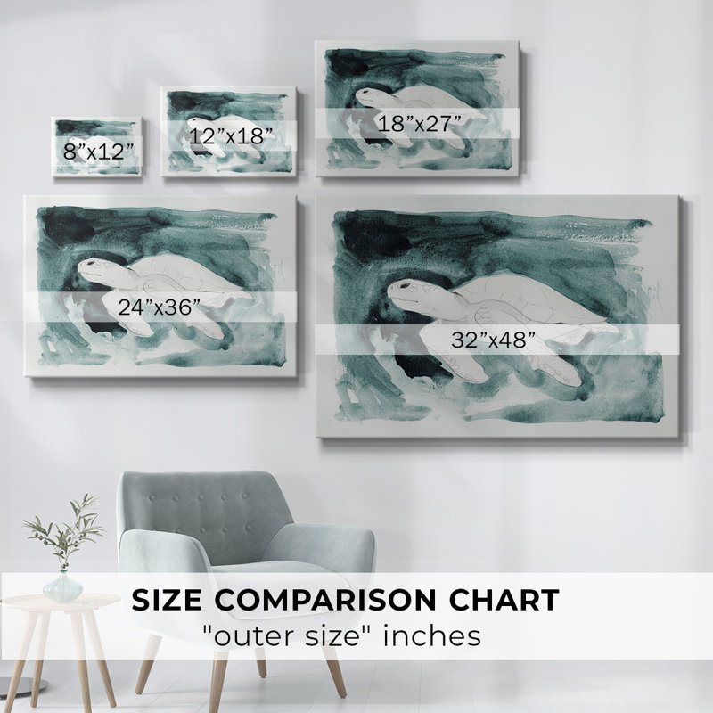 Tortue de mer cherchant II - Toile tendue avec châssis, H 12 po x l 18 po