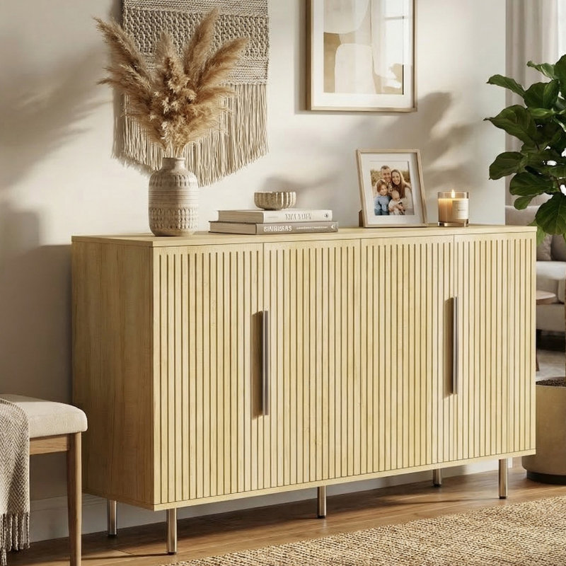 Console de 57 po avec 57 po, Bois de chêne
