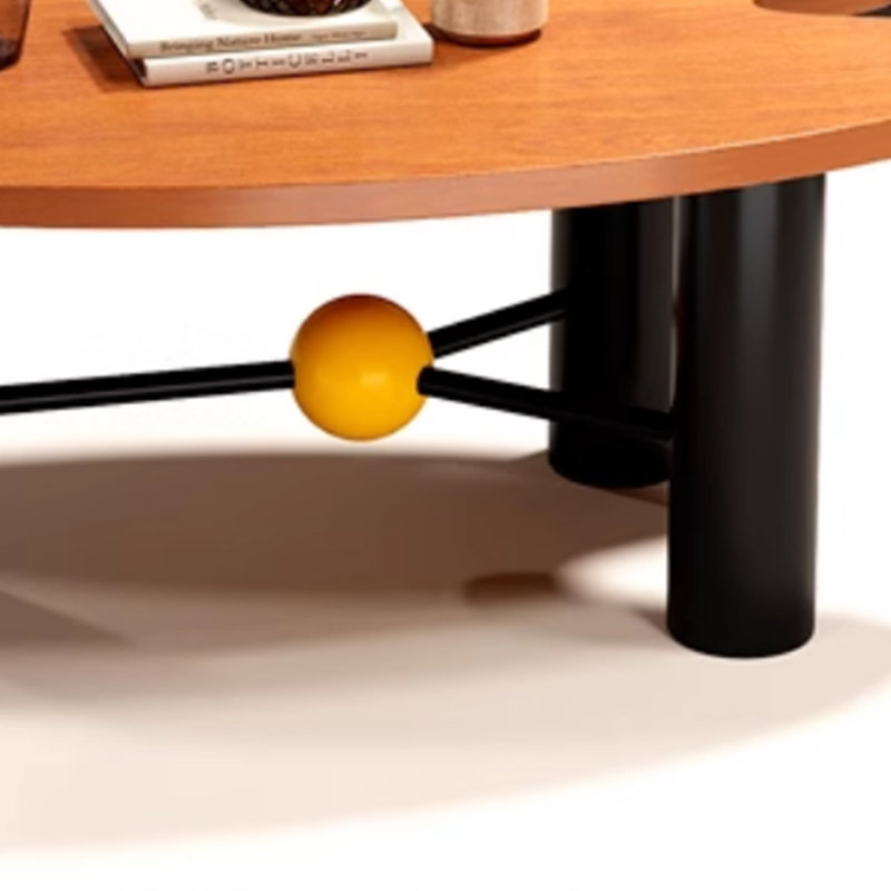 Creative design sense solid wood coffee table, Brown/Black, 16.92" H x 47.24" W x 25.59" D