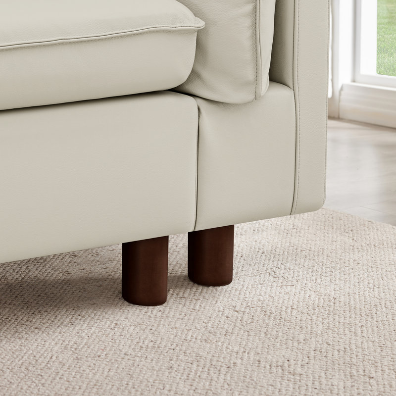 Causeuse en polyester 2 pièces Solena, Cuir fleur gris clair, polyuréthane