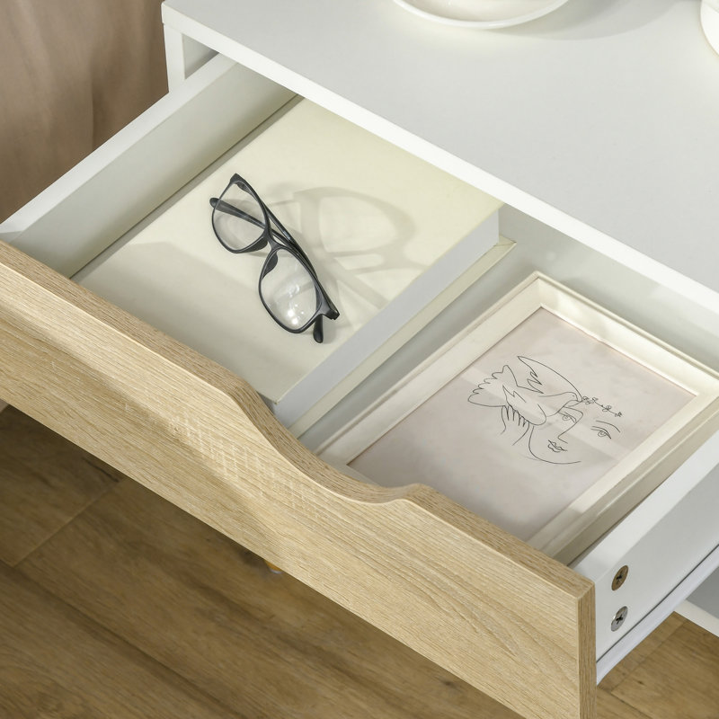 Corrigan Studio® Set Of 2 Bedside Table With Drawer And Shelf, Modern Nightstand, End Table For Bedroom, Living Room