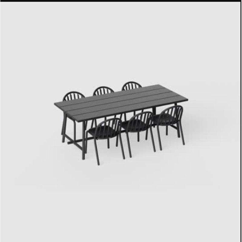 Fred 7 Piece Dining Set, Black, 31.7" H x 20.5" W x 23.5" D, Anthracite