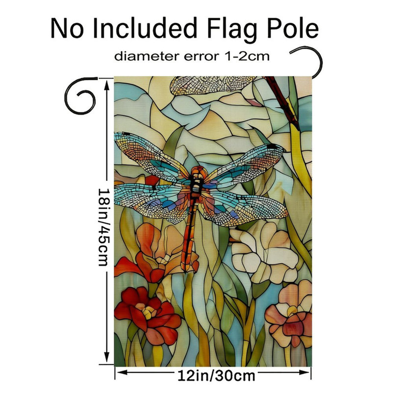 Drapeau de jardin à motif floral libellule double face 12 po x 18 po