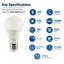 Ampoules DEL Euri Lighting A19, 5 W, 450 lm, équivalent 40 W, 4 000 K, culot E26, dimmables, homologuées CEC/JA8 et UL, ensemble de 2-136846262