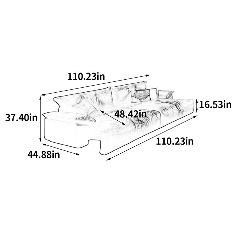 High-end luxury power sofa, 37.4" H x 110.23" W x 44.88" D