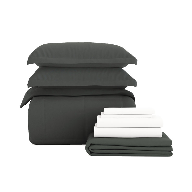Gray Twin Microfiber Down Alternative Bed in a Bag Set