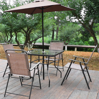 Ensemble de salle à manger pour 4 personnes 35,5 po avec parasol Aliceyn