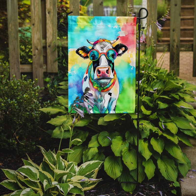 Drapeau de jardin de vache hippie
