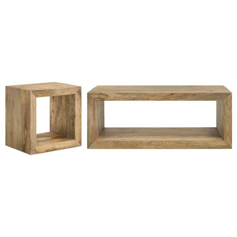 Benton 2-Piece Solid Mango Coffee And End Table Set Natural, 2 Pieces: Coffee Table, End Table