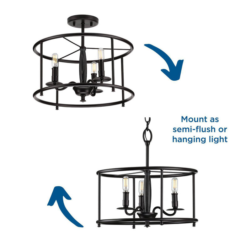 Rourke 3 - Light Candle Style Pendant, Black
