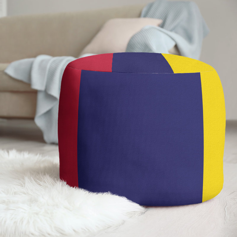 repose-pieds rond 20,5", Rouge / bleu marine / jaune
