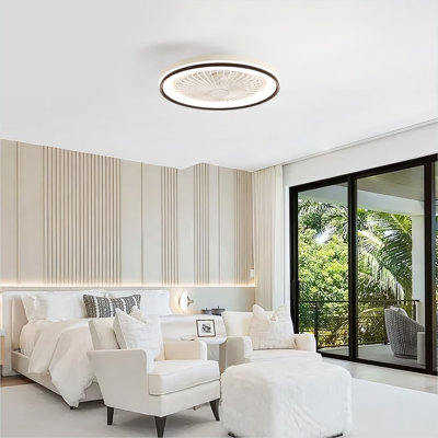 Ventilateur de plafond sans lame avec lumière RVB, plafonnier encastré de 19 pouces, DEL à télécommande à intensité variable, ABS blanc pour la chambre à coucher