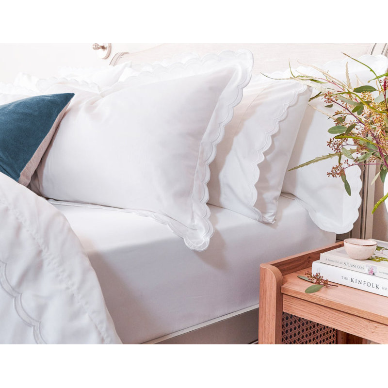 Scallop Edge Sheet Set, White, King Sheet Set