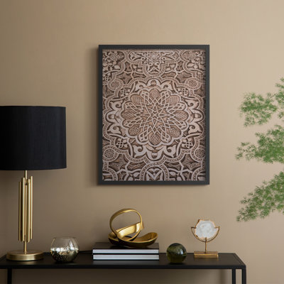 «Vintage Abstract Print CXVII», reproduction encadrée - bois massif