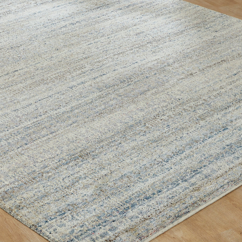 Nomad Haven Wool Hand Knotted Area Rug in Misty Sky, 9' x 12'