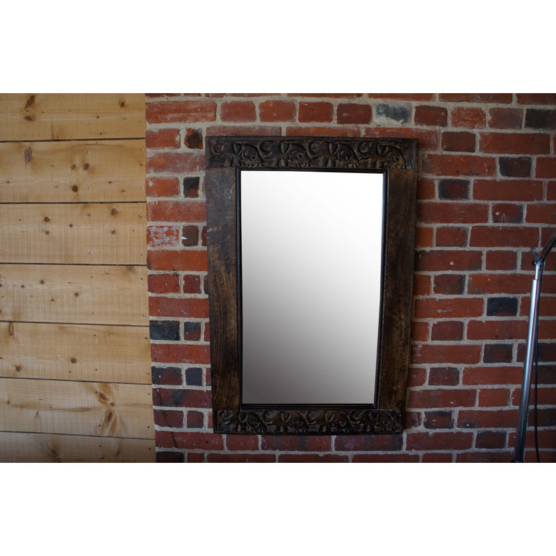 Melynda Wood Flat Wall Mirror, Brown