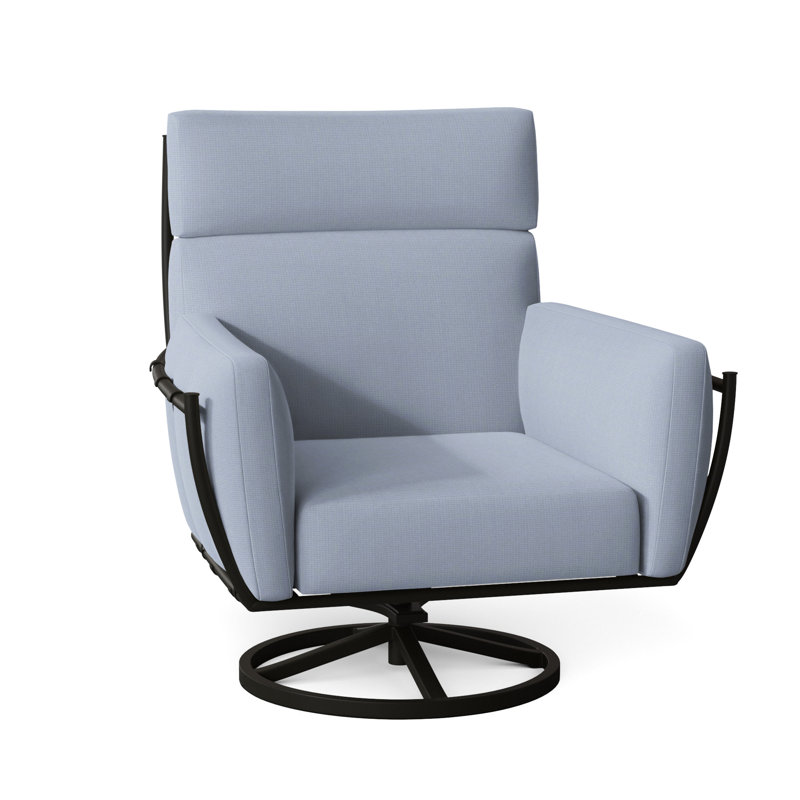 Chaise berçante pivotante en aluminium Majorca, Chambray tonnelle, Pas de soudure