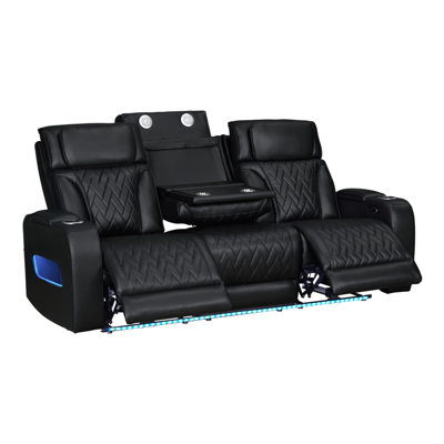Canapé inclinable électrique en cuir noir Jazmina