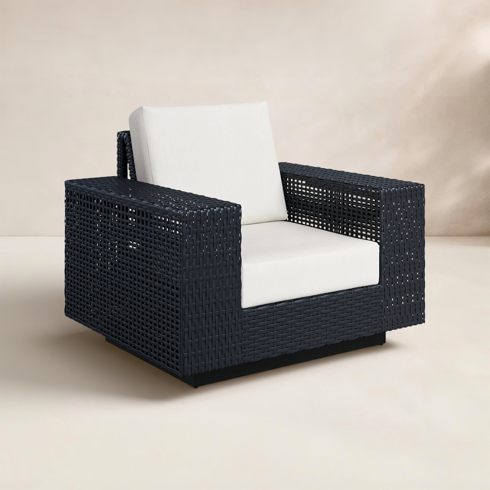 Jenette Wicker Outdoor Swivel Lounge Chair with Sunbrella Cushions