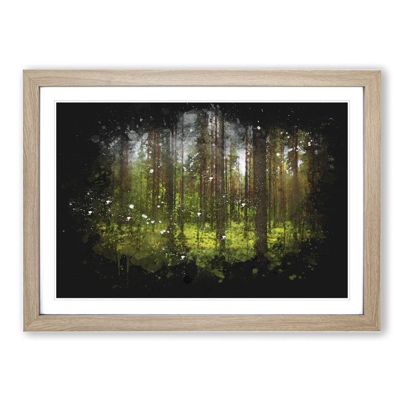 Green Forest Vol.1 - Picture Frame Graphic Art, 27cm H x 36cm W x 2cm D, Oak Framed