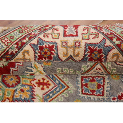 Gray Geometric Kazak Oriental Rug 5