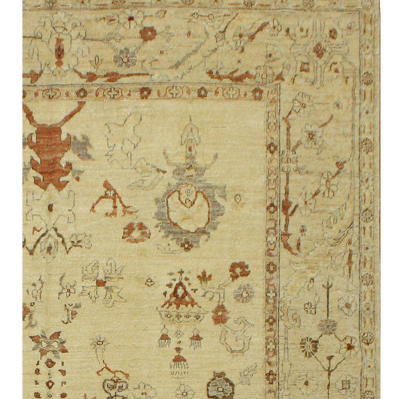 Wool Oriental Area Rug in Cream, Rectangle 9' x 12'