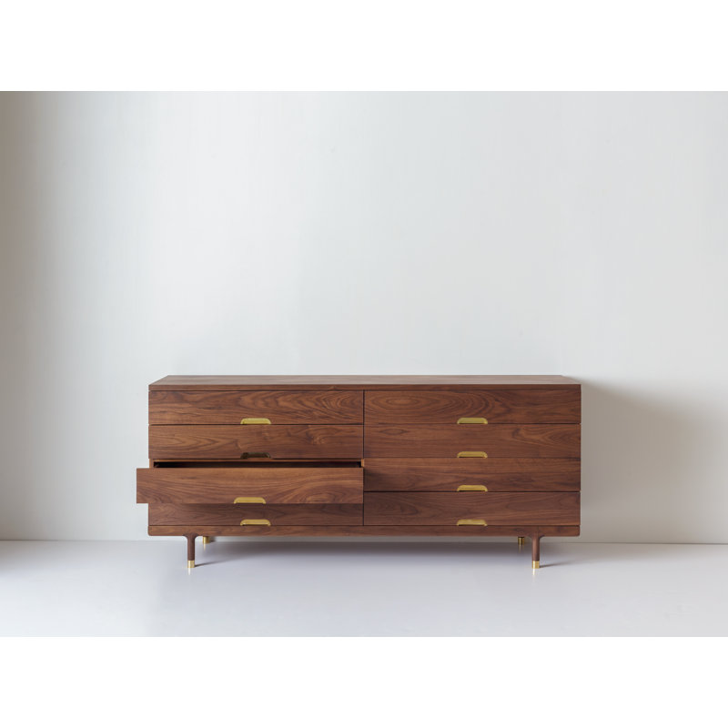 Simple 8 - Drawer Solid Wood Dresser, Walnut