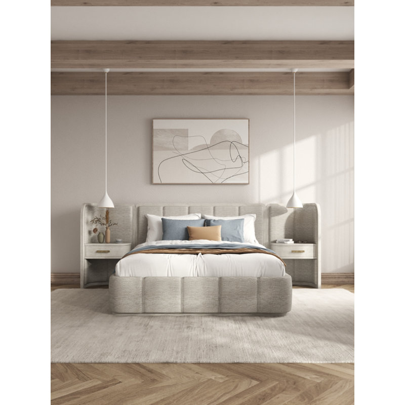 Ashlar Upholstered Wall Panel Bed, King